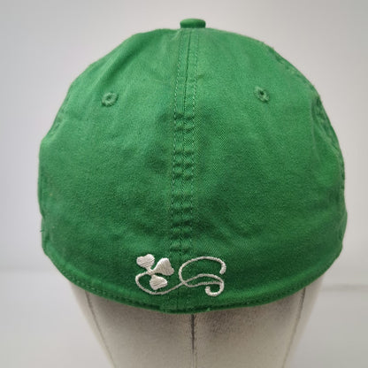 Falcon Baseball Cap White Green One Size Distressed Irish Shamrock Frayed Hat