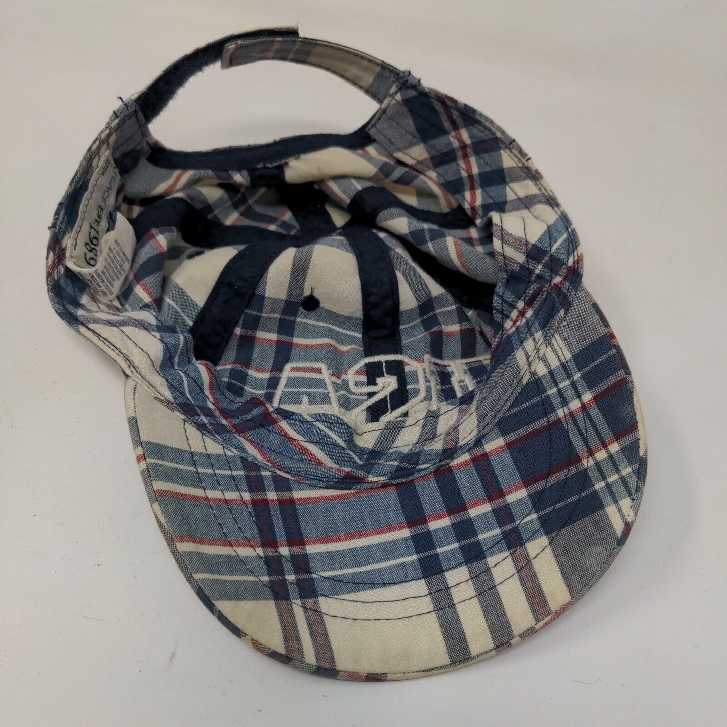 USA Strapback Hat Multicolor Size 4-7 Plaid Patriotic Embroidered 6 Panel