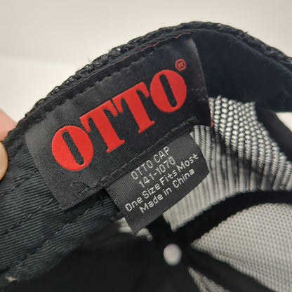 OTTO Trucker Hat Black Red One Size R&R Barbeque Pig Logo Mesh Back Snapback