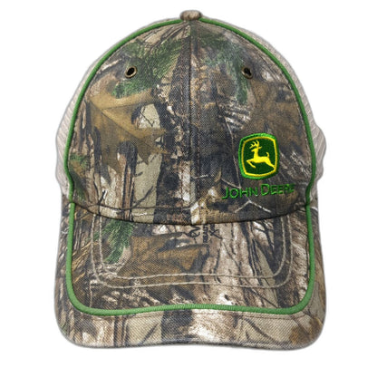 John Deere Baseball Cap Green One Size Camo Mesh Trucker Hat Logo Slideback