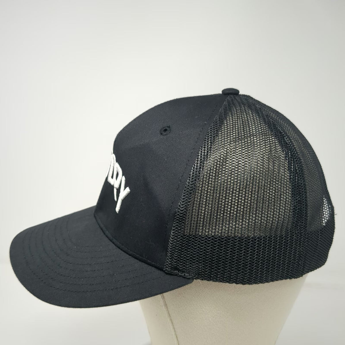 Richardson Trucker Hat Black One Size Victory Embroidered Mesh Back Snapback