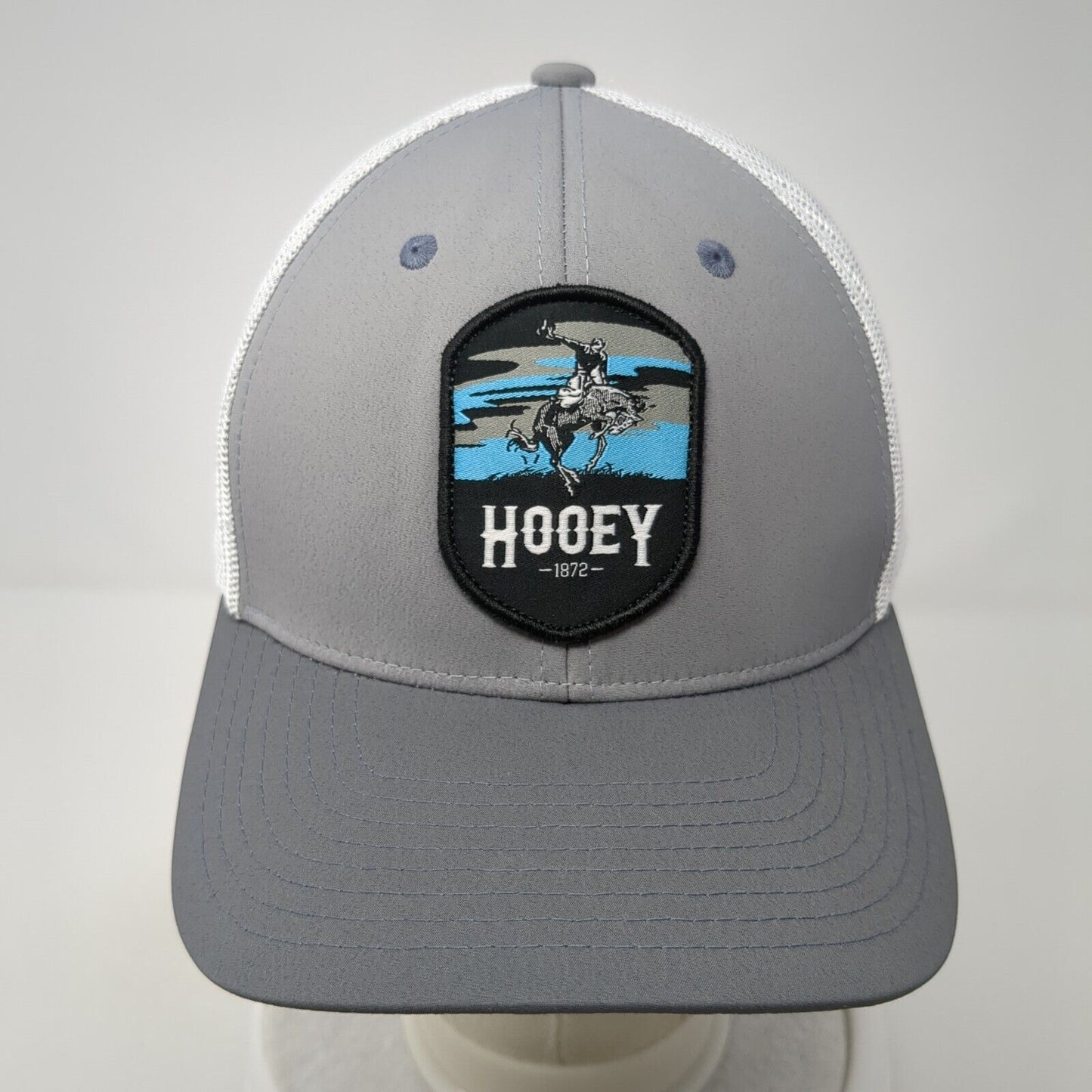 Hooey Snapback Mesh Back Trucker Hat Gray One Size Colorblock Patch