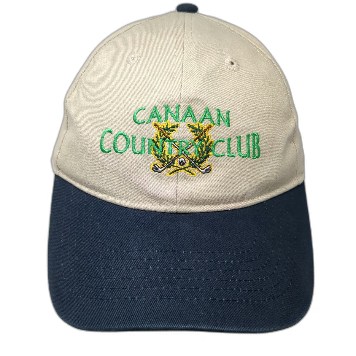 Pacific Headwear Baseball Cap Beige Blue One Size Canaan Country Club Golf Hat