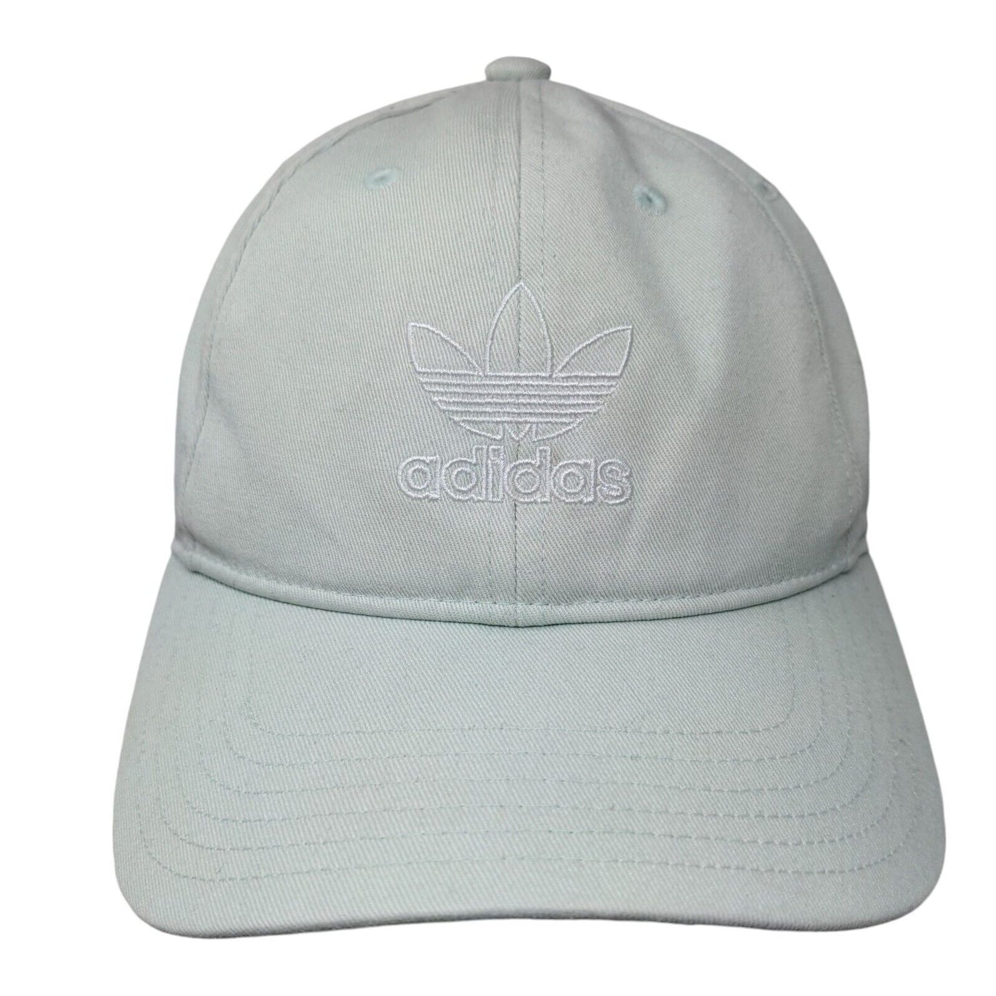 Adidas Slideback Hat Greenish-Blue One Size Adjustable Embroidered Trefoil