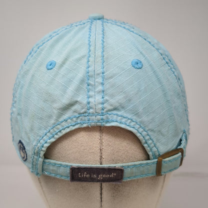Life is Good Baseball Cap Blue One Size Mostly Sunny Sun Smiley Face Logo Hat