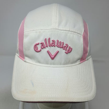Callaway 5 Panel White One Size Strapback Golf Hat Mesh Side Panels Logo Cap