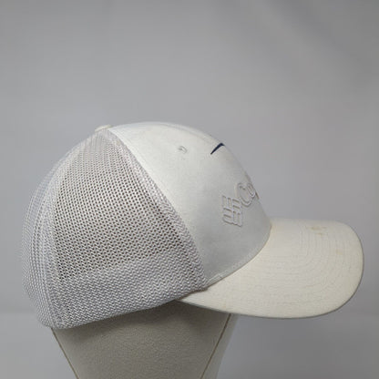 Columbia PFG Unisex Fitted Trucker Hat White L/XL Mesh Back Vented Holes 6 Panel