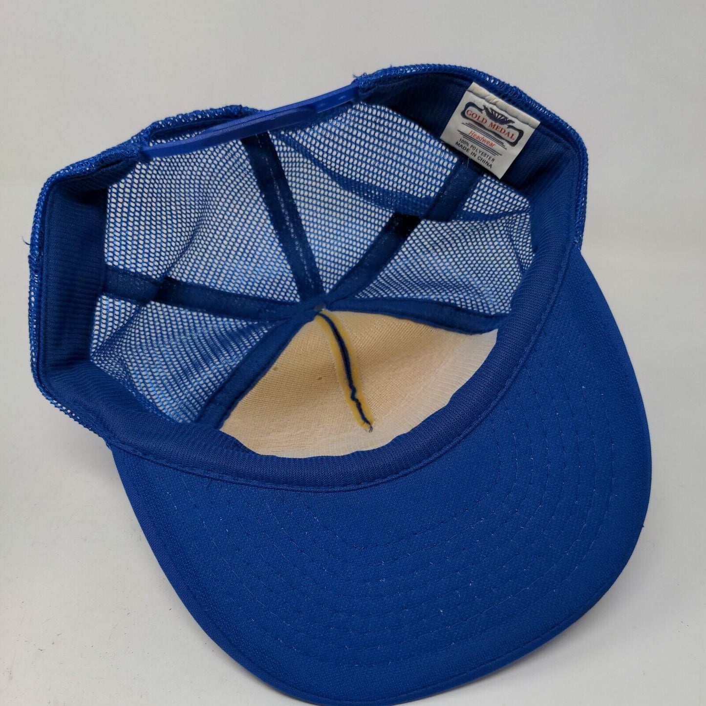 Gold Medal Mens Snapback Mesh Back Trucker Hat Blue DPW Flood Control Adjustable