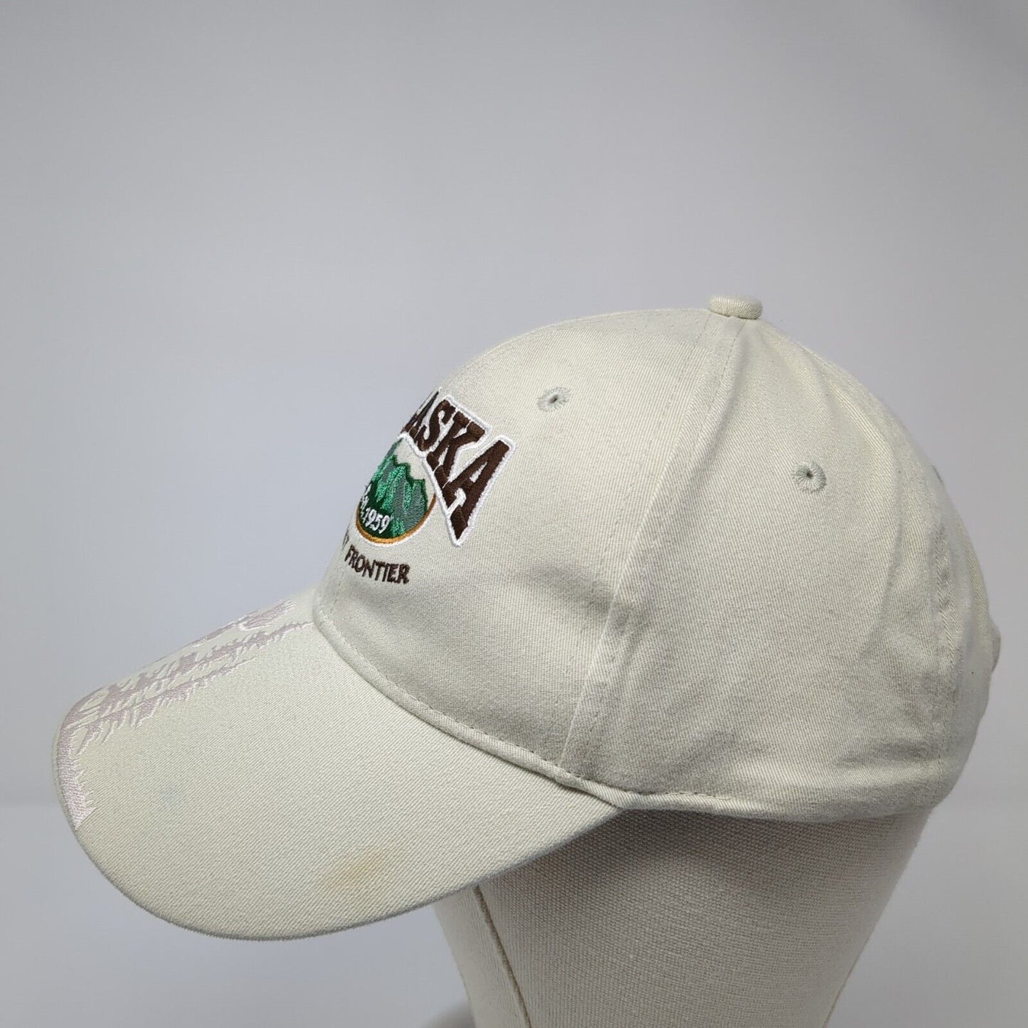 Alaska The Last Frontier Slideback Hat Tan One Size Embroidered 6 Panel