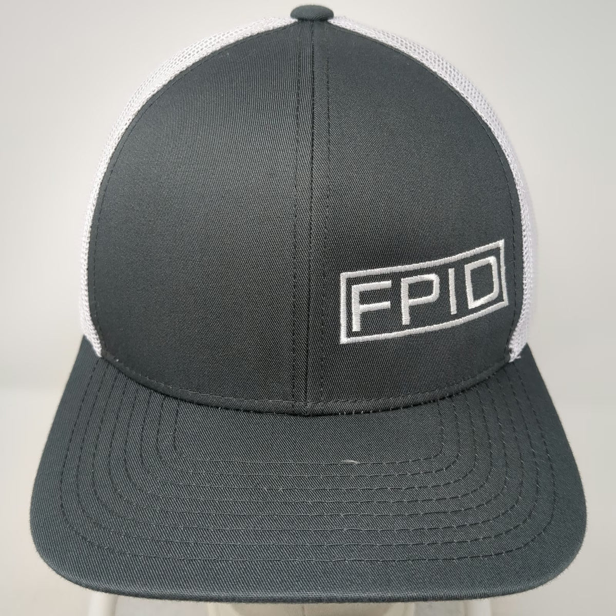 Pacific Headwear Trucker Hat Gray White One Size FPID Mesh Back Snapback 104C
