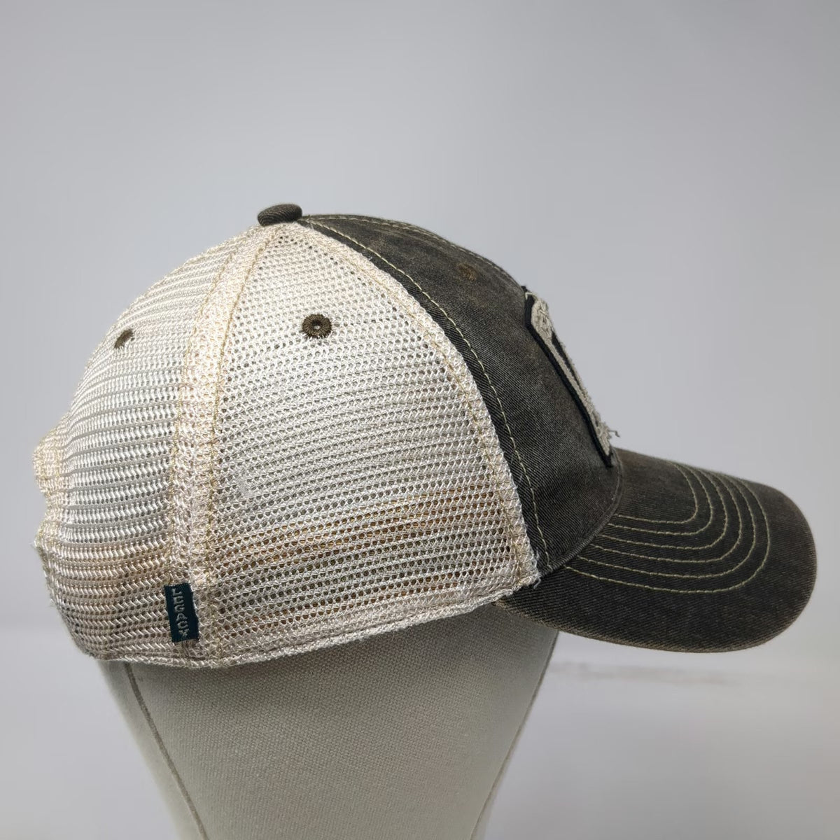 Legacy Trucker Hat Gray Beige Blue Yellow One Size Mountain Patch Snapback