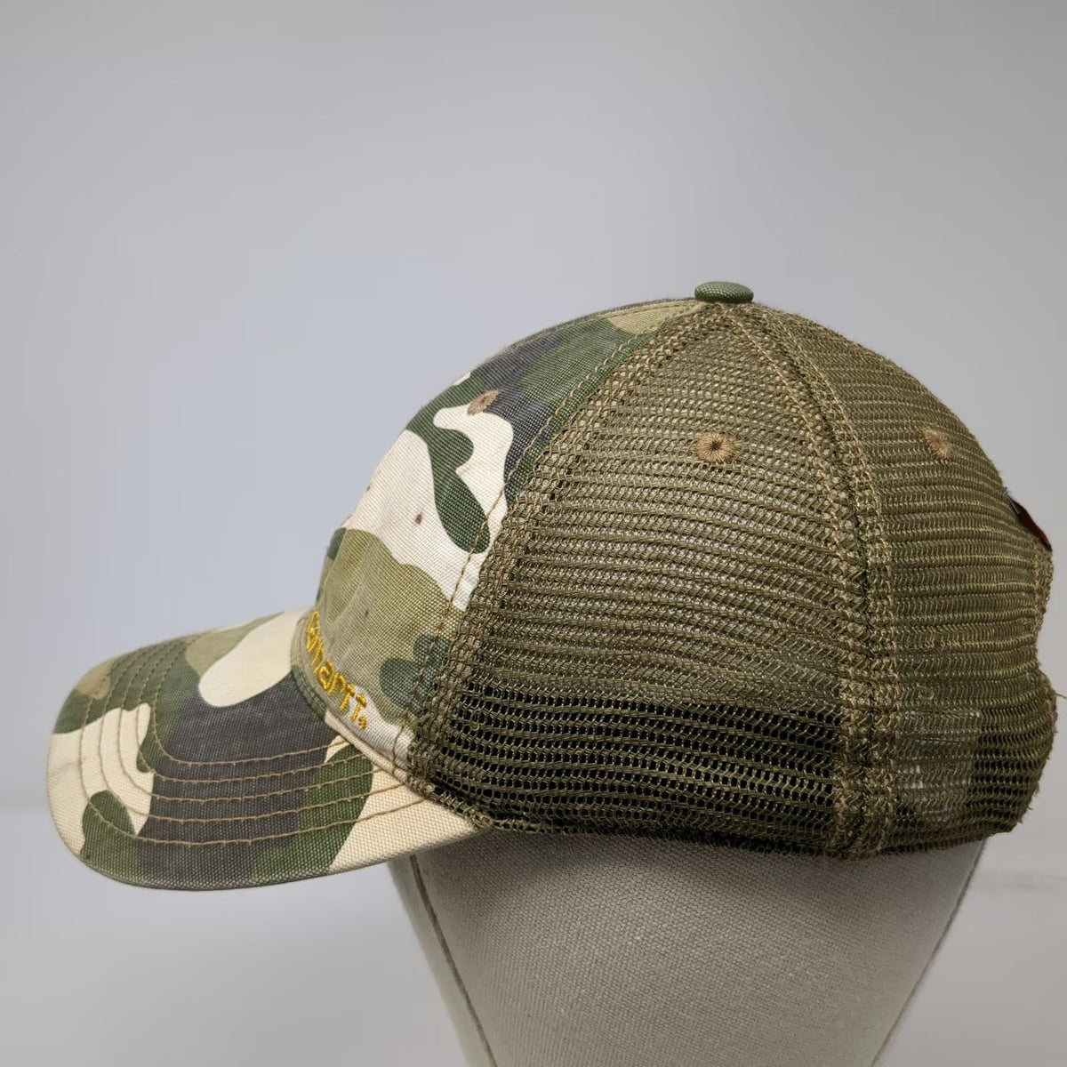 Carhartt Trucker Hat Green One Size Camo Mesh Back Snapback Embroidered Logo