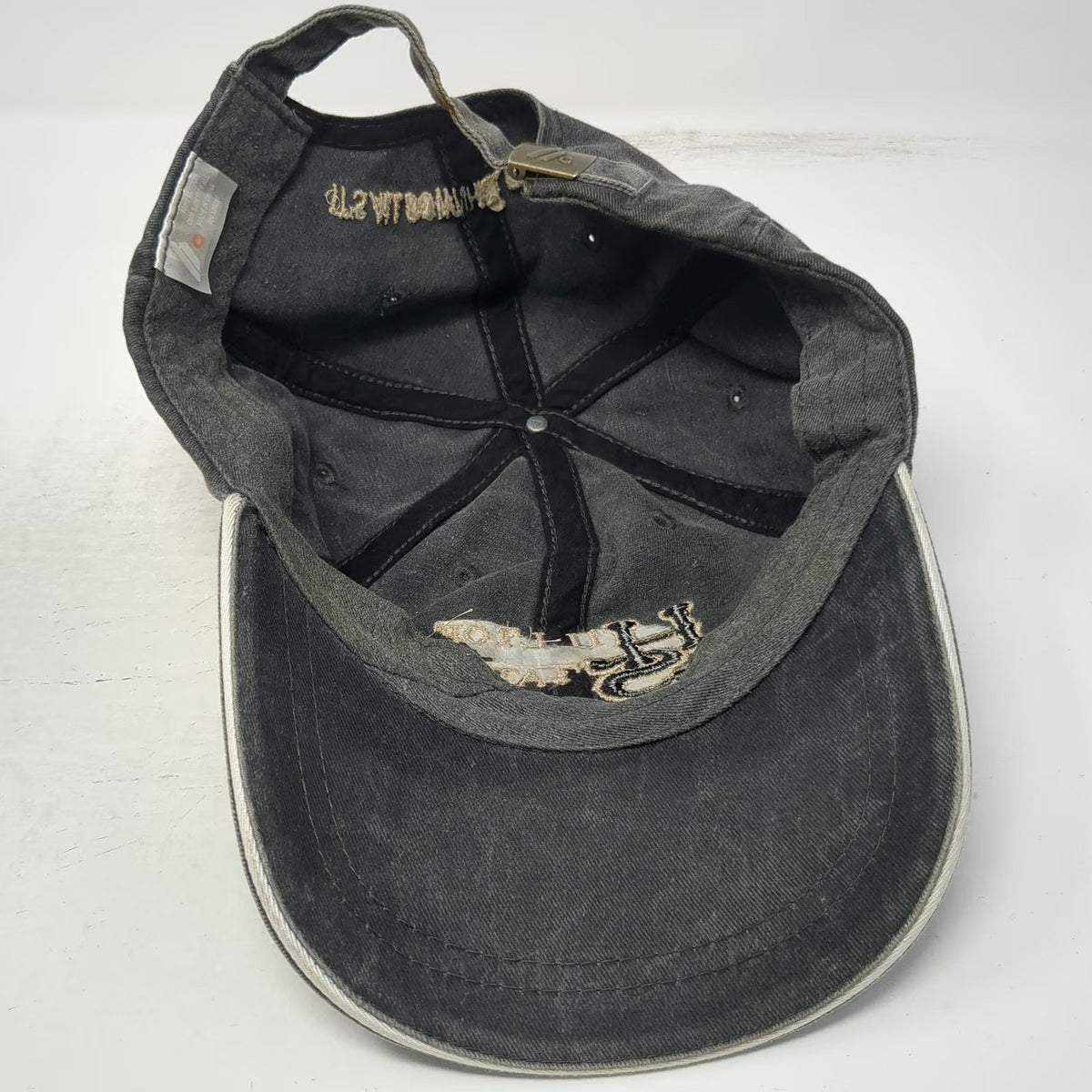 Decky Baseball Cap Gray One Size Side Zipper Pocket Hilltop Station Hat Strap