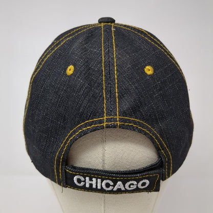 Chicago Strapback Hat Blue OS Adjustable Embroidered Leather Patch Pit Bull