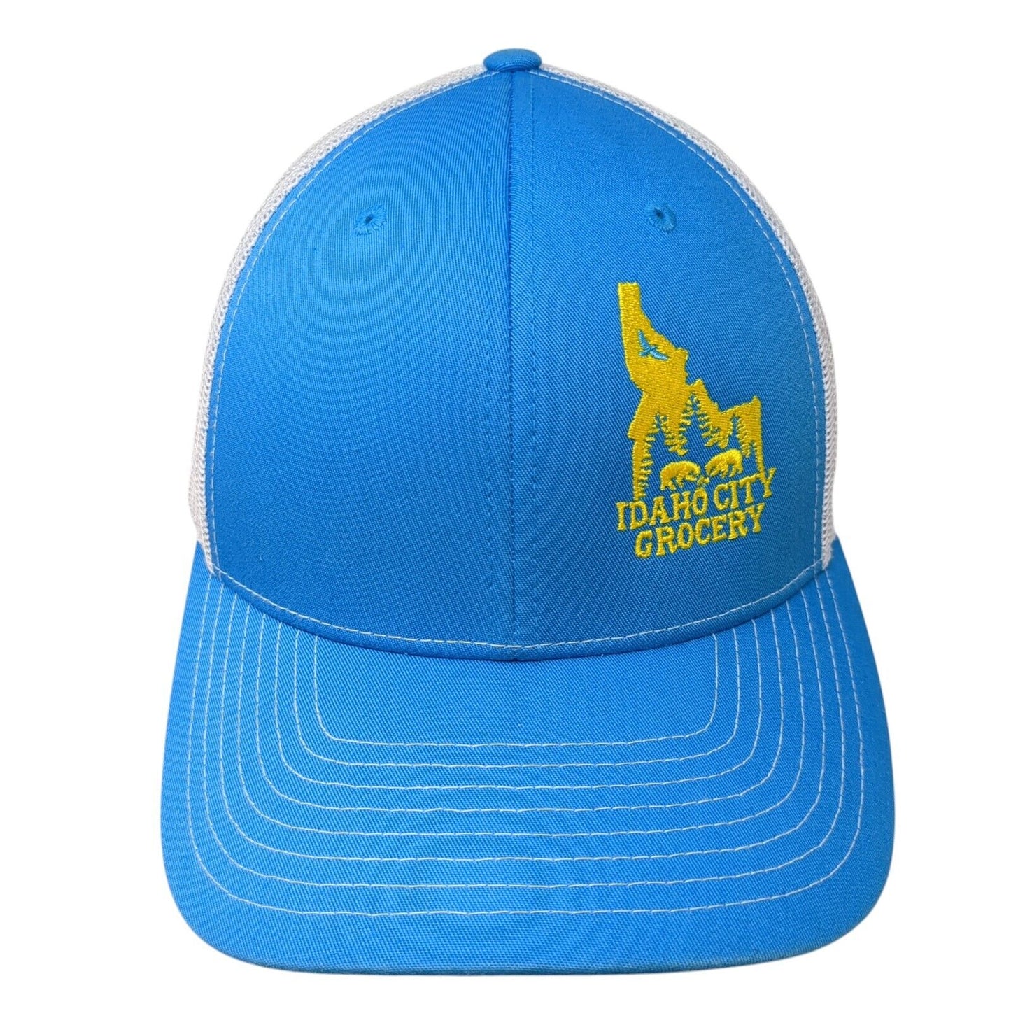 Idaho City Grocery Snapback Trucker Hat Blue OS Adjustable Mesh Back Richardson