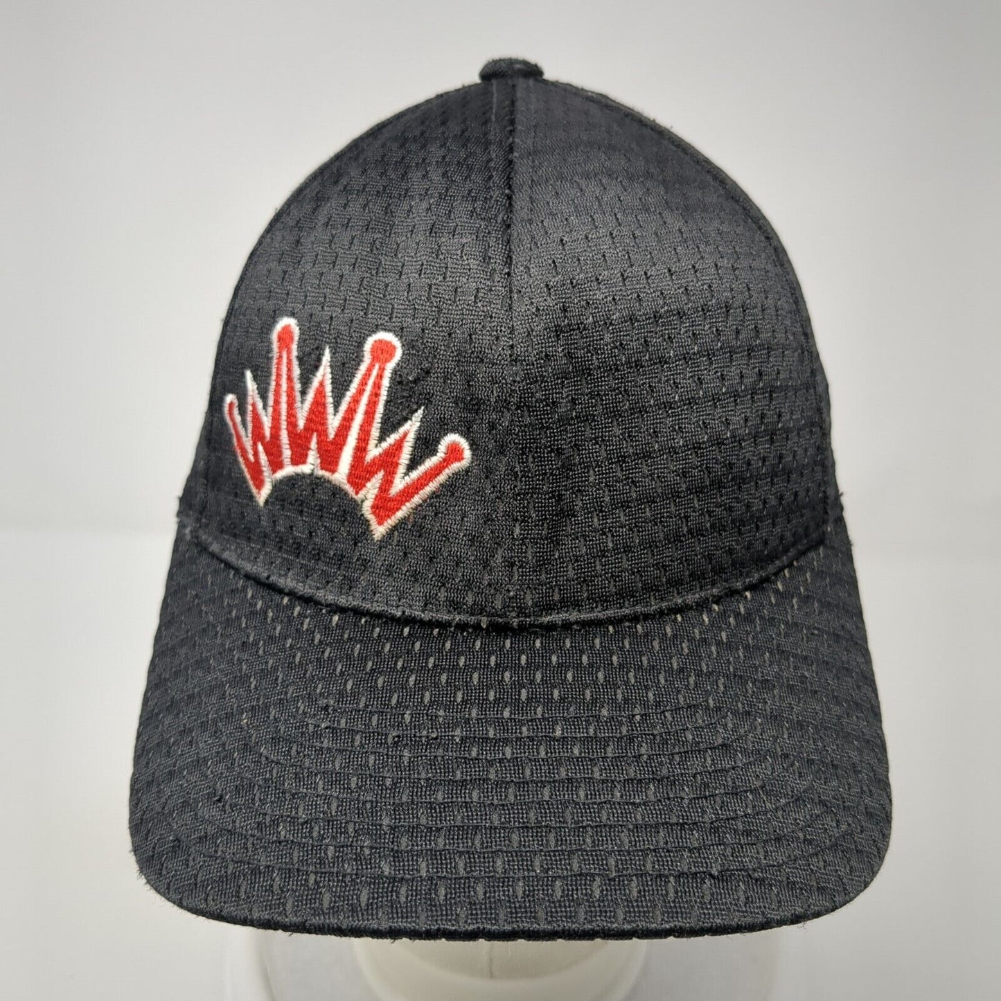 Crown Fitted Hat Black One Size Flexfit Breathable Embroidered 6 Panel Yupoong
