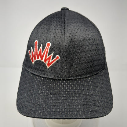 Crown Fitted Hat Black One Size Flexfit Breathable Embroidered 6 Panel Yupoong