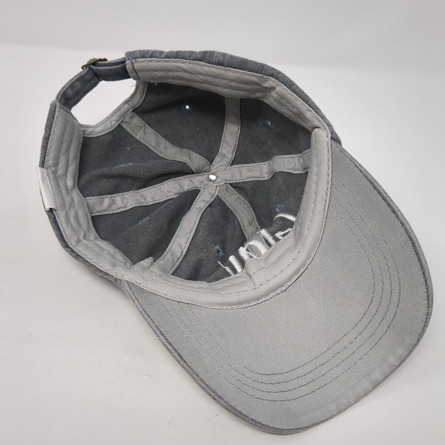 Gigi Slideback Hat Gray One Size Adjustable Embroidered Vented Holes 6 Panel