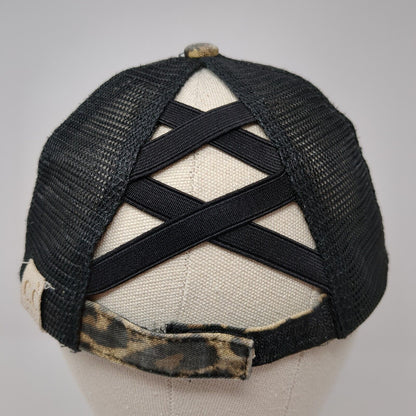 C.C Kids Ponyback Strapback Trucker Hat Multi OS Adjustable Leopard Distressed