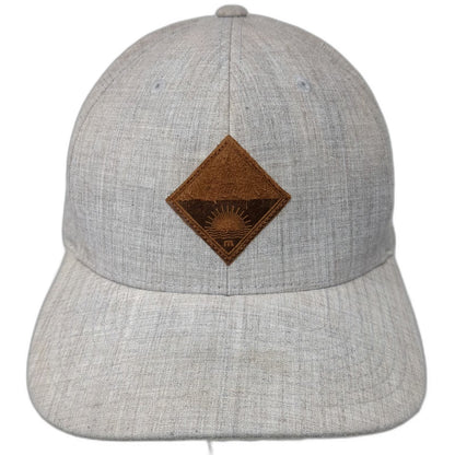 TravisMathew Baseball Cap Beige XL Flexfit Leather Patch Sun Graphic Curved Hat