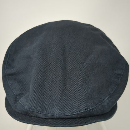 London Fog Newsboy Cap Blue XL 100% Cotton Elastic Back Twill Casual Solid Hat
