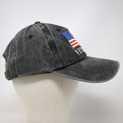 Gray One Size Baseball Cap Hat Veteran American Flag Embroidered Slideback