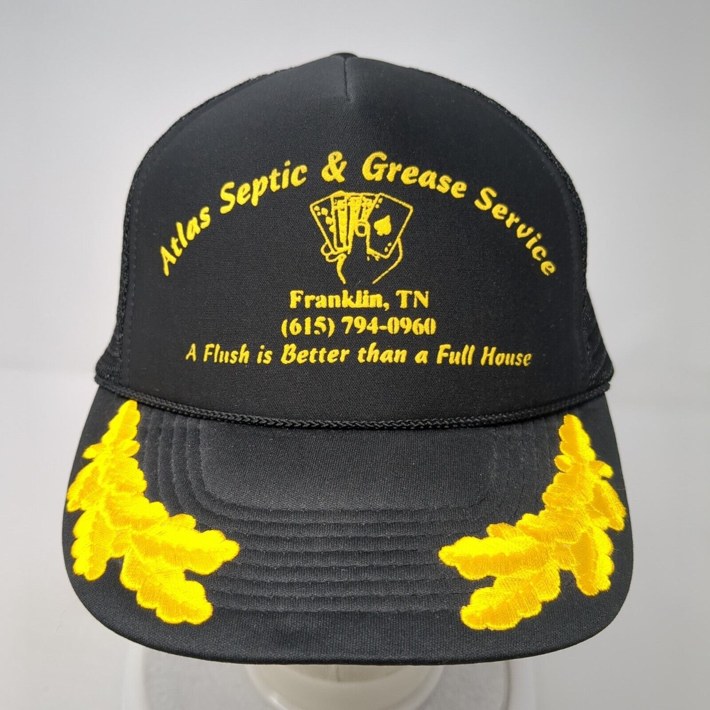 Atlas Septic & Grease Service Franklin TN Snapback Trucker Hat Black OS Rope