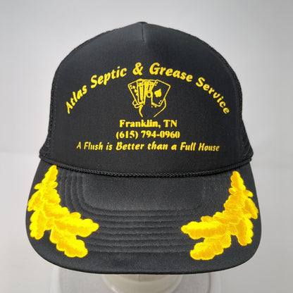 Atlas Septic & Grease Service Franklin TN Snapback Trucker Hat Black OS Rope