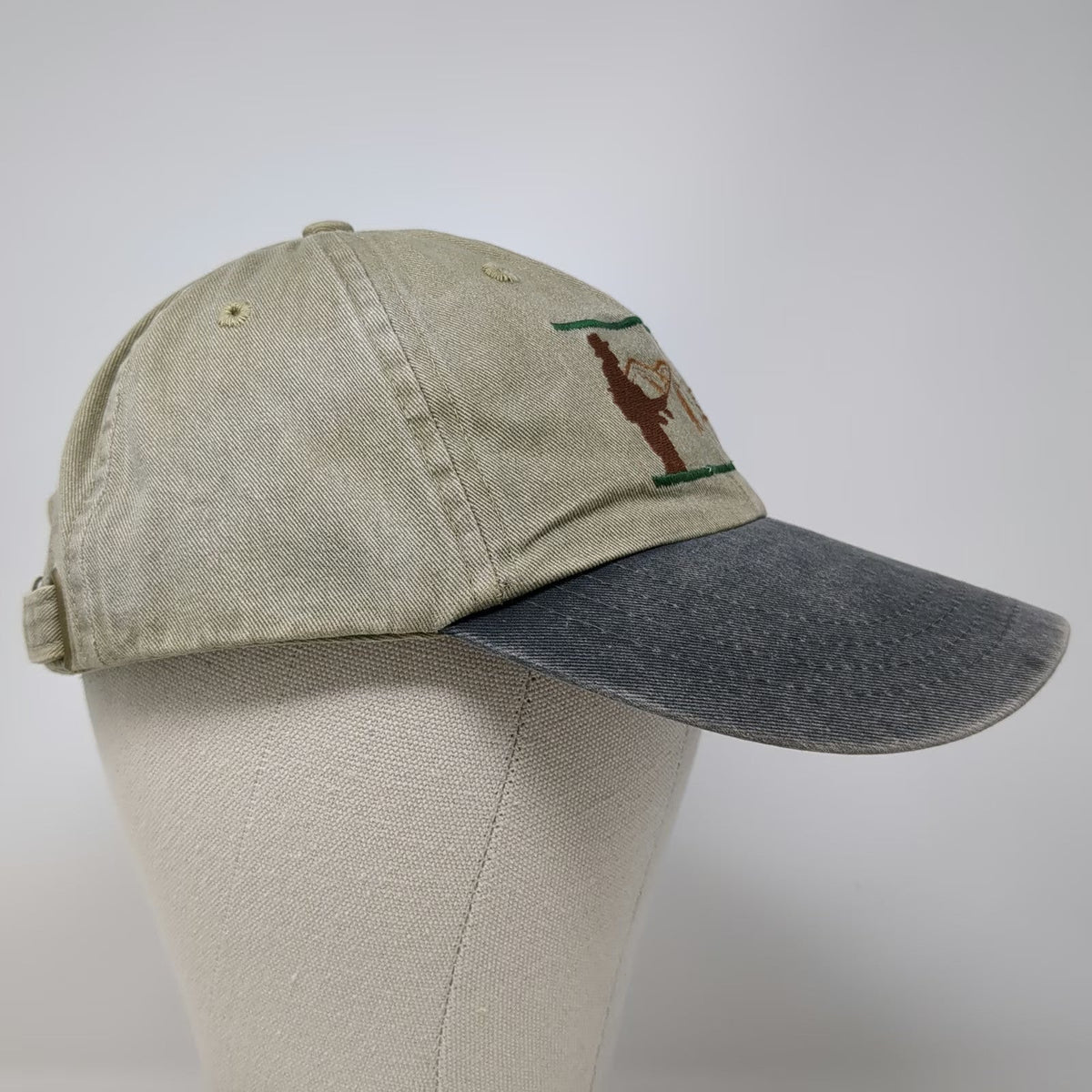Port and Company Baseball Cap Beige Blue One Size Portneuf River Fishing Hat