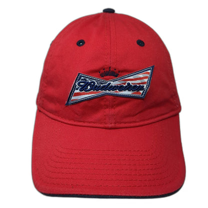 The Game Budweiser American Flag Baseball Cap Red Blue One Size Hat Slideback
