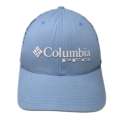 Columbia PFG Fitted Trucker Hat Blue Medium Lightweight Embroidered Mesh Back
