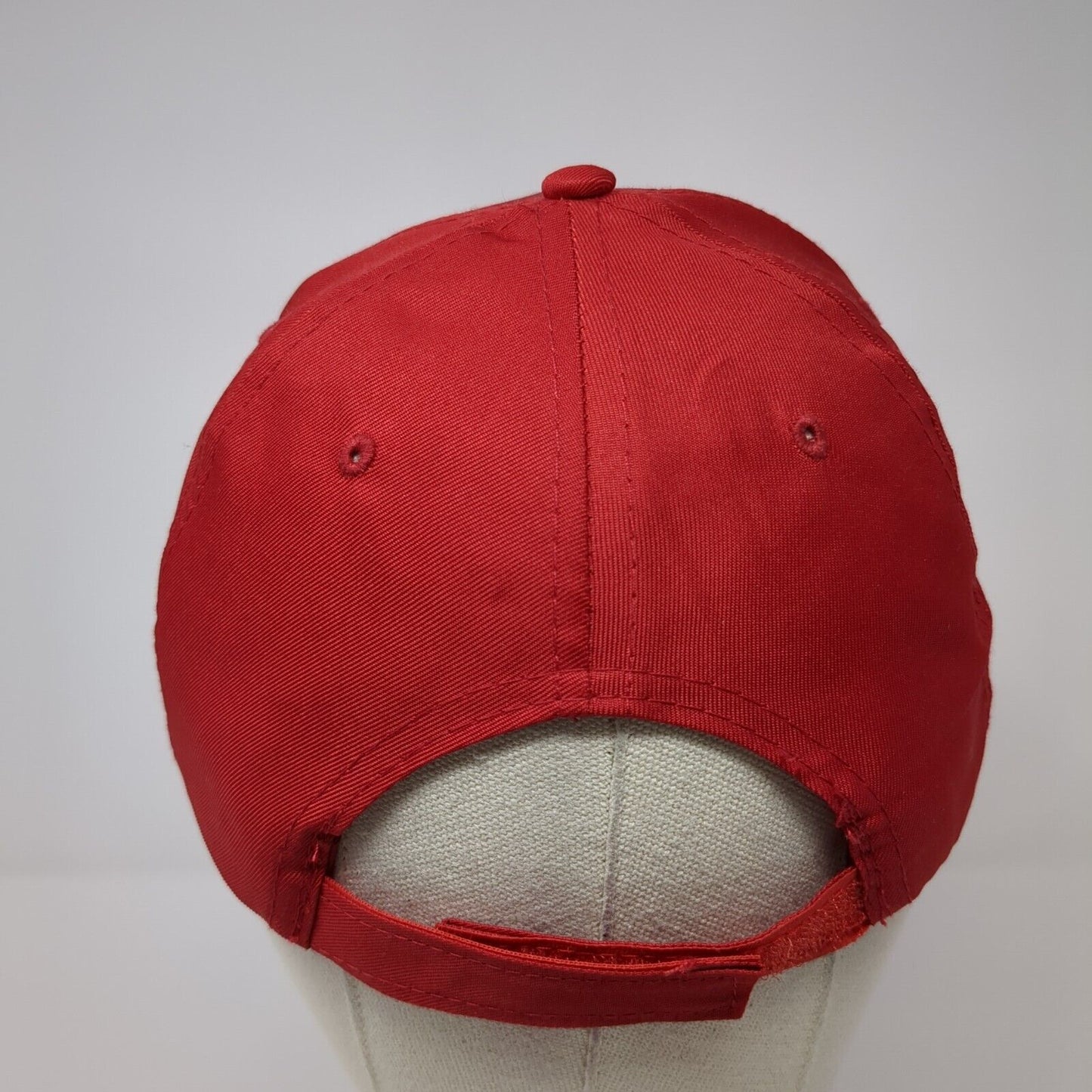 Unbranded Strapback Hat Red One Size Adjustable Vented Holes 6 Panel Blank