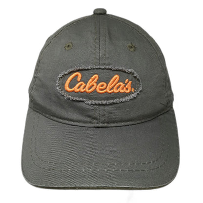 Cabela's Baseball Cap Green Orange One Size Strapback Distressed Patch Logo Hat