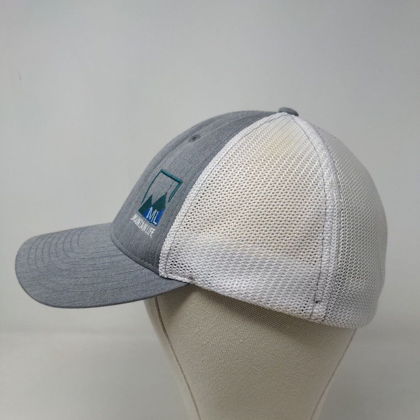 Richardson Men's Fitted Mesh Back Hat Gray Size L/XL Embroidered Mountain Life