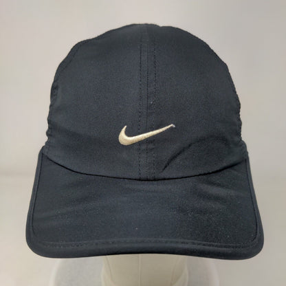Nike Swoosh Strapback Hat Black OSFM Embroidered Dri-Fit Featherlight