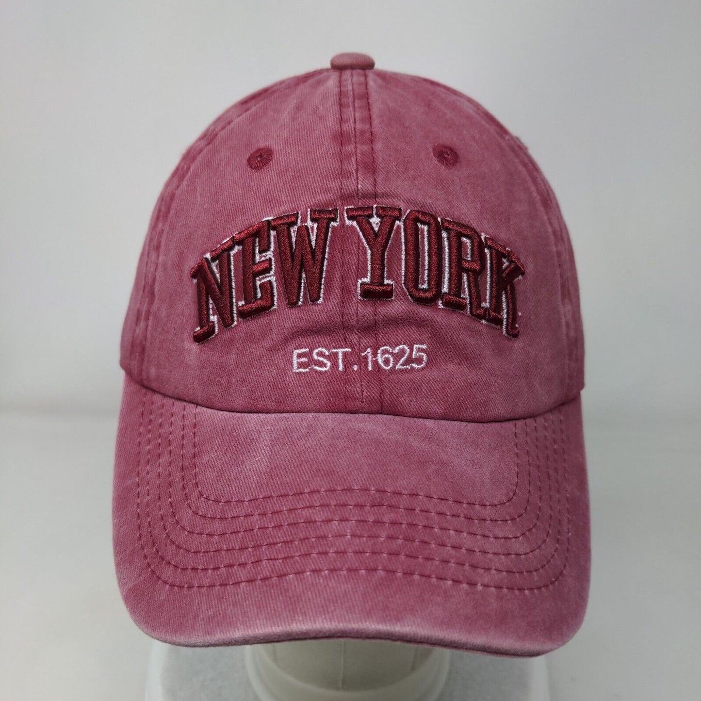 New York Est. 1625 Slideback Hat Red One Size Adjustable Embroidered Cotton