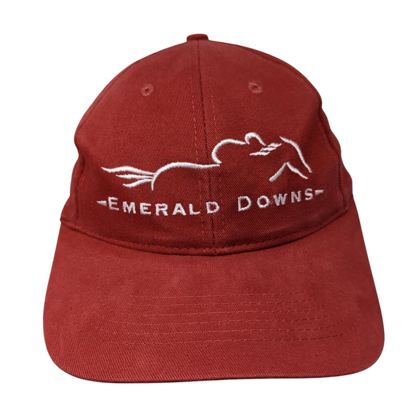 Emerald Downs Slideback Hat Red One Size Adjustable Embroidered Vented Holes