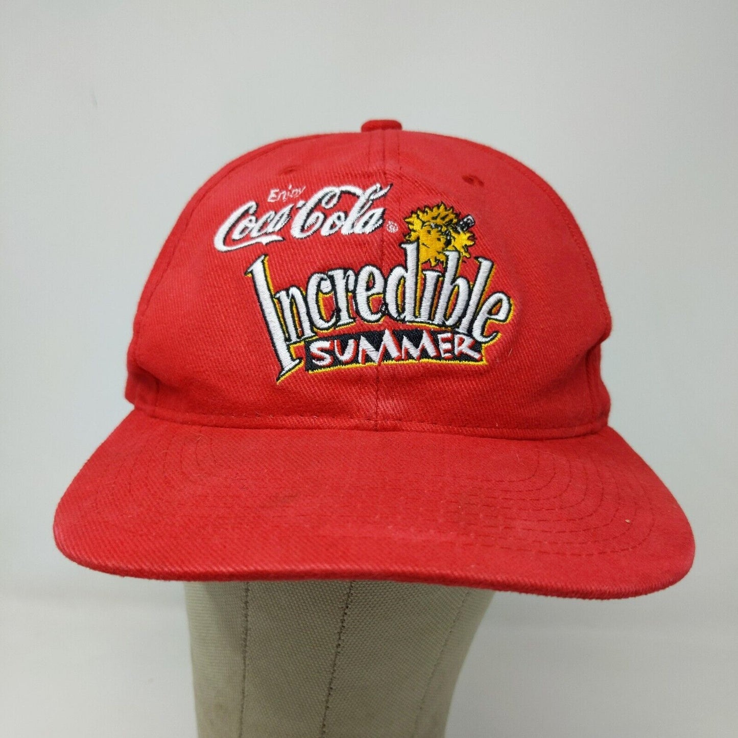 Logo 7 Men's Snapback Hat Red Embroidered Coca Cola Incredible Summer Vintage