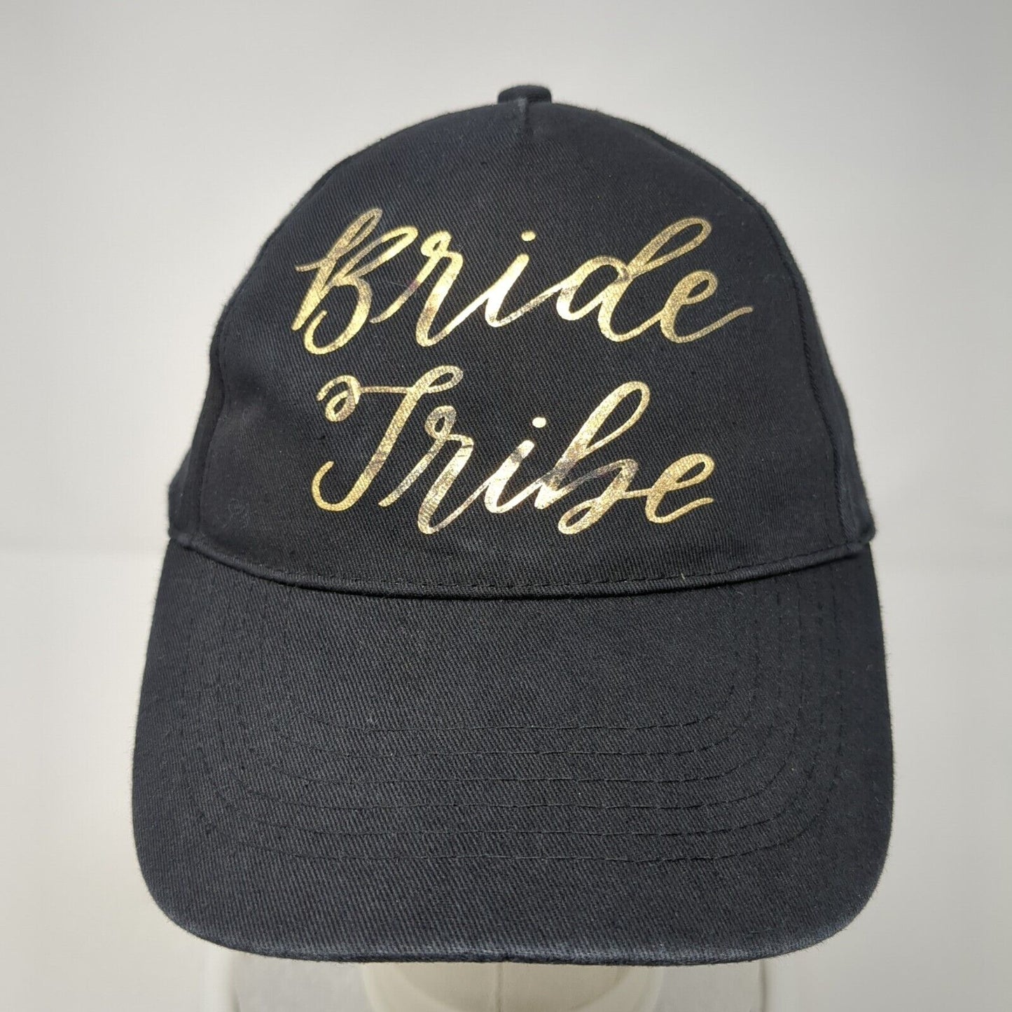 Bride Tribe Strapback Hat Black One Size Adjustable Vented Holes 6 Panel
