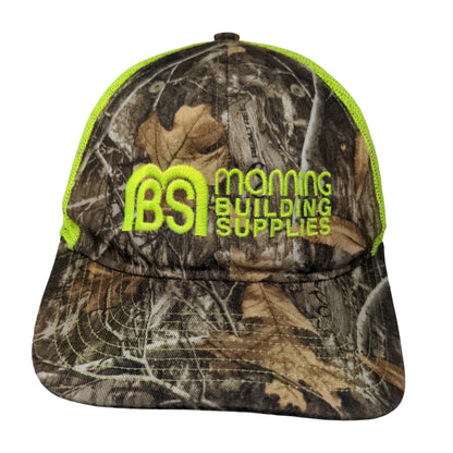MBS Manning Building Supplies Snapback Mesh Back Trucker Hat Camo One Size