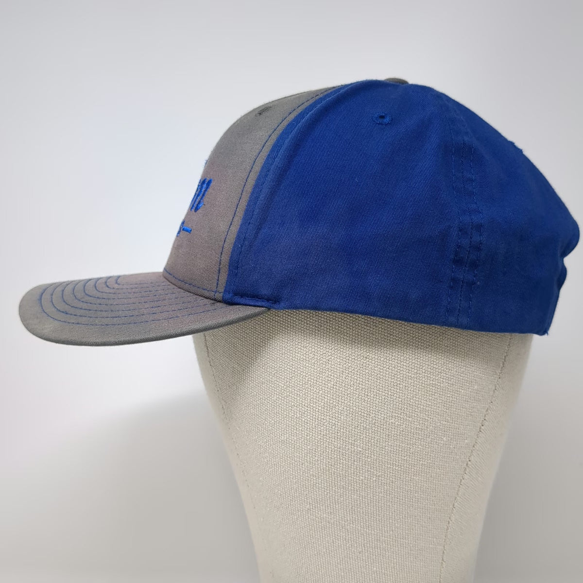Richardson Snapback Hat Gray Blue One Size Melton Truck Lines Embroidered
