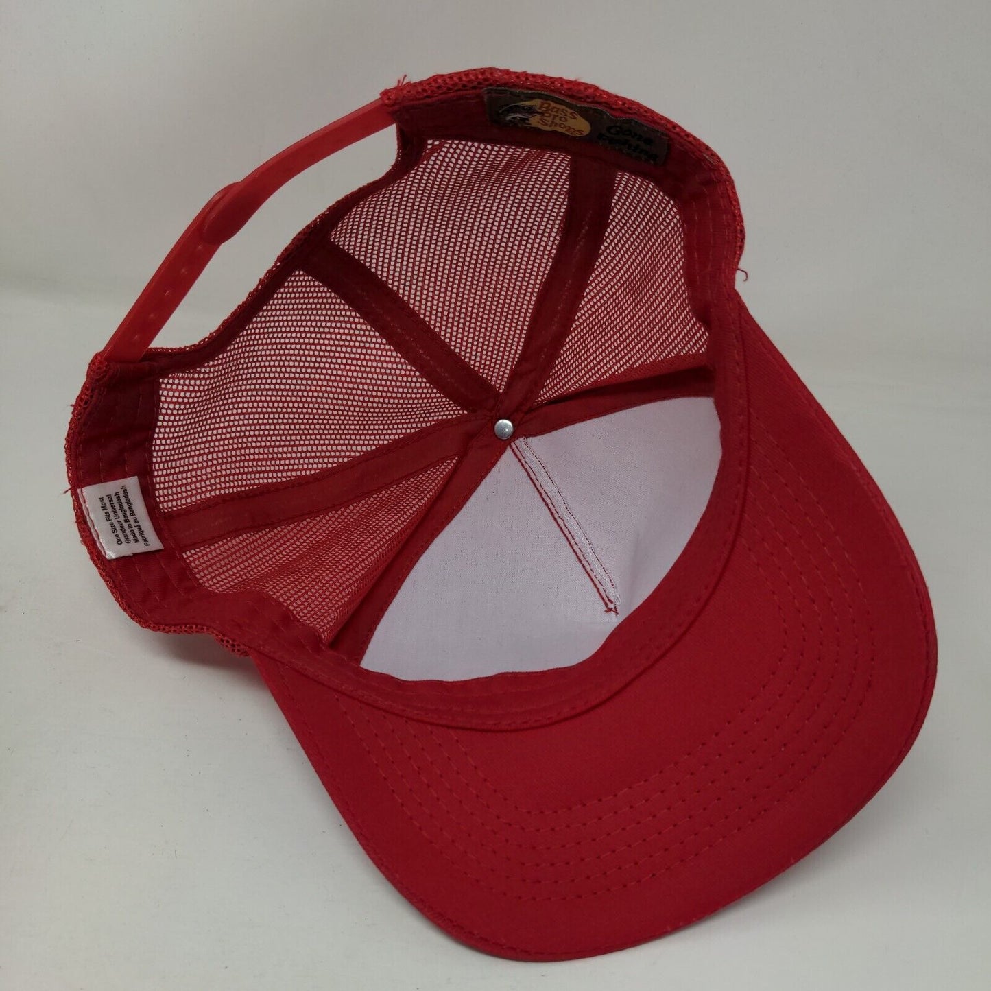 Bass Pro Shops Snapback Mesh Back Trucker Hat Red OSFM Gone Fishing Solid