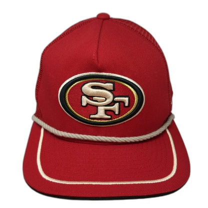 New Era San Francisco 49ers NFL Red Trucker Hat One Size Rope Brim Mesh Snapback