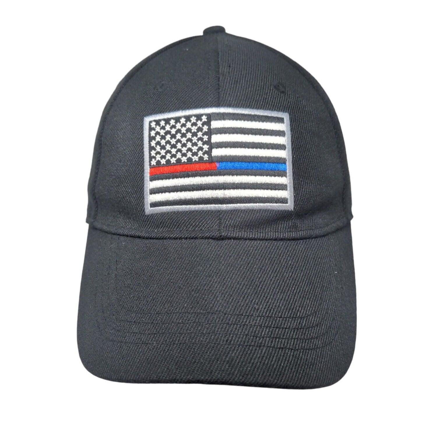 American Flag Strapback Hat Black One Size Adjustable Embroidered Patriotic