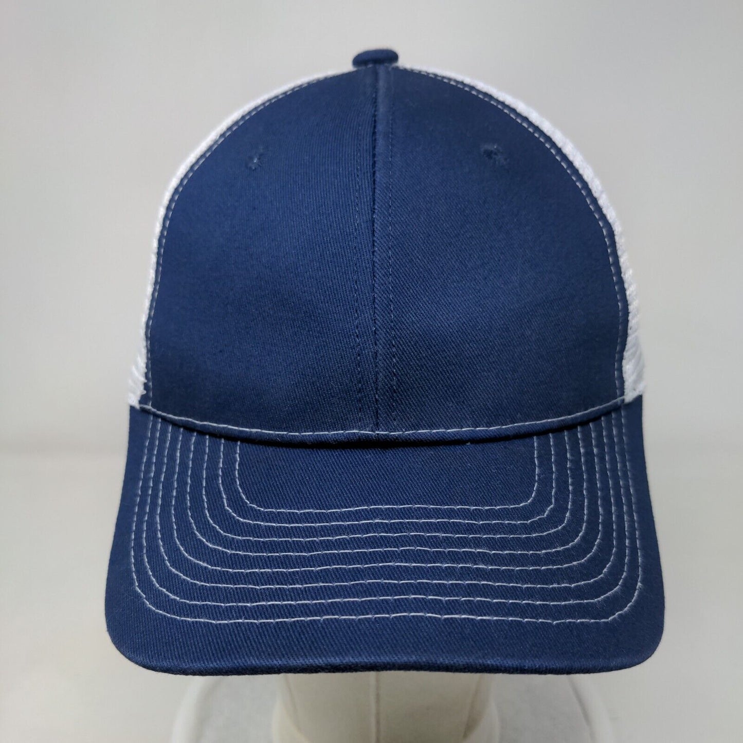 Unbranded Snapback Trucker Hat Blue One Size Adjustable Mesh Back Blank Cotton