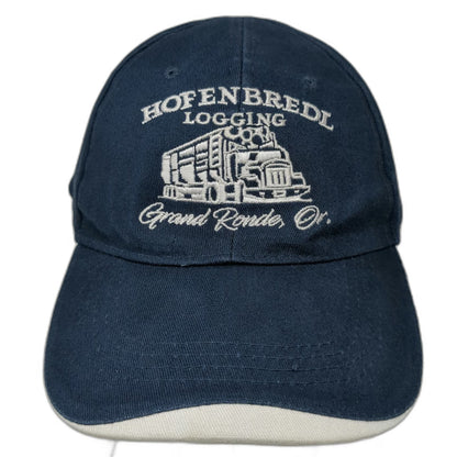 Hit Wear Baseball Cap Blue White One Size Logging Truck Grand Ronde Oregon Hat