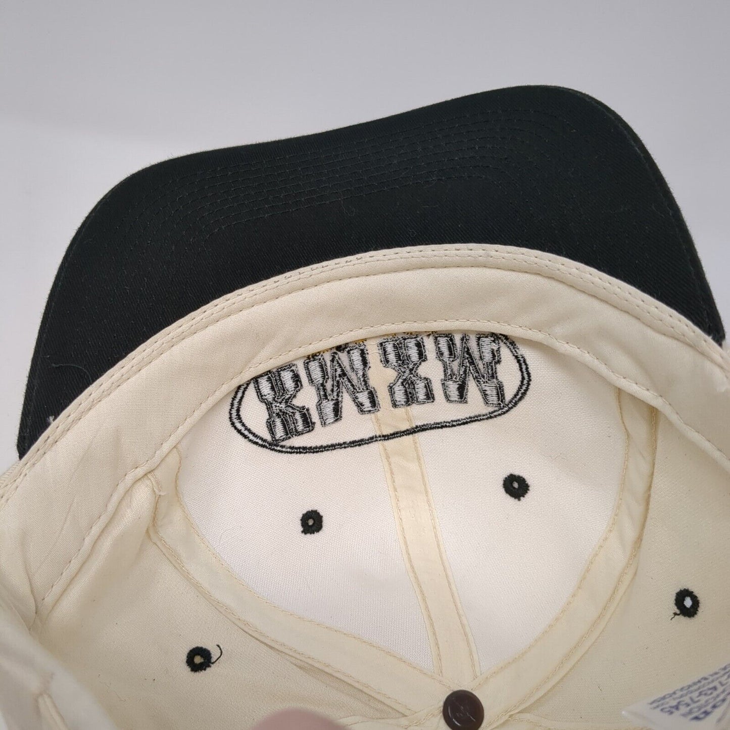 KMXM FM 101 Slideback Hat Tan One Size Adjustable Colorblock 6 Panel