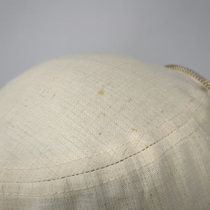 Beige Army Cap One Size Hat Flower Gold Zipper Trim Accent Cadet Elastic Back