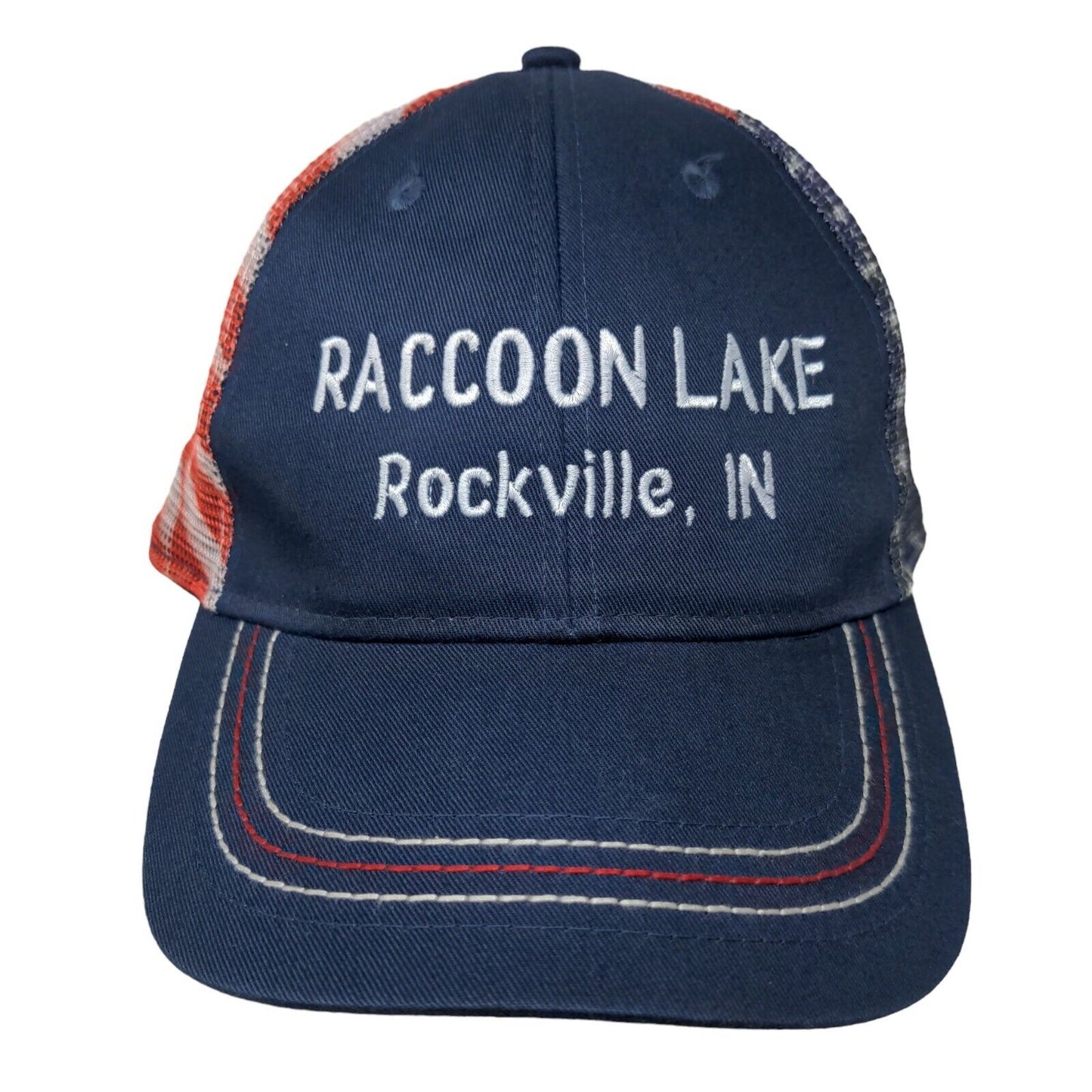 Raccoon Lake Rockville Indiana Snapback Mesh Back Trucker Hat Patriotic OSFM