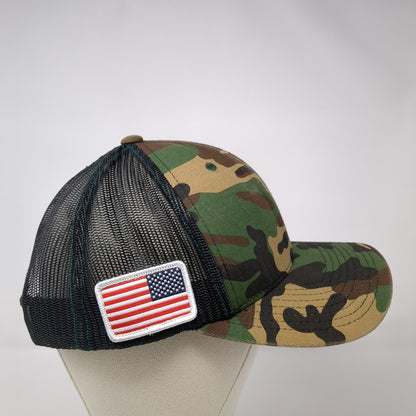 Richardson Snapback Trucker Hat Camo One Size Mesh Back USA Flag Patch